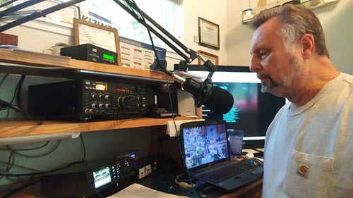 Photo of Jim in his shack.